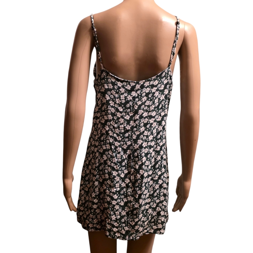 Reformation Floral Green Spaghetti Strap Dress Very Slim Fit L - Picture 7 of 14